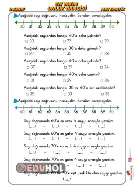 En Yakın Onluk Çalışma Kağıdı 2
