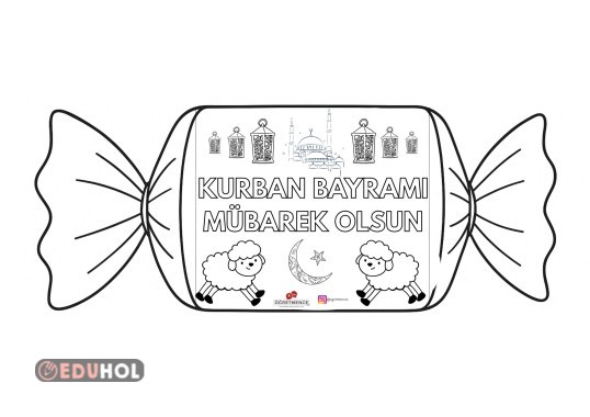 Kurban Bayramı Boyama Sayfası (Açılır Kapanır Şeker)