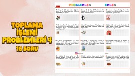 2. Sınıf Toplama İşlemi Problemleri 4 (2 Sayfa)