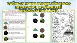 Doğadan Yararlanarak Yön Bulma Defter Notu ve Görselleri ve Boyama Sayfası