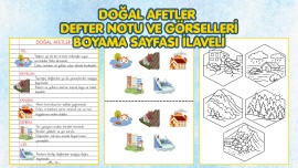 Doğal Afetler Defter Notu ve Görselleri ve Boyama Sayfası