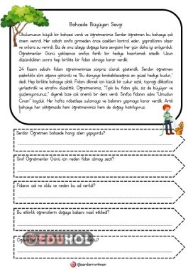 2.SINIF TÜRKÇE ÖĞRETMENLER GÜNÜ ÖZEL OKUMA-ANLAMA METNİ