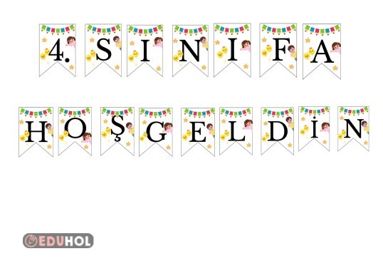 4. sınıf Hoşgeldin Pano Flama