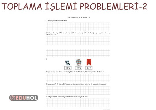 TOPLAMA İŞLEMİ PROBLEMLERİ - 2