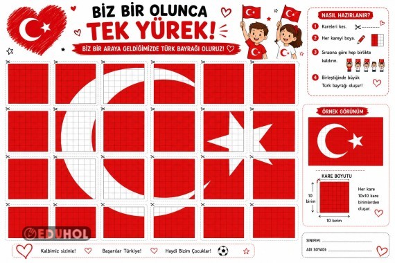 Birimkareler ile Türk Bayrağı Oluşturalım🇹🇷