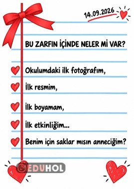 Bu zarfın içinde neler mi var?” hatıra şablonu