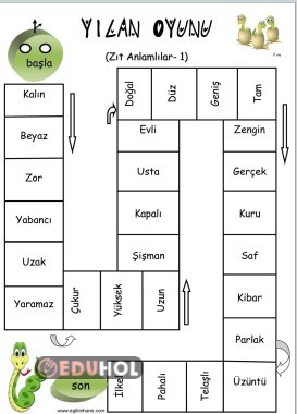 Zıt Anlamlı Kelimeler - Yılan Oyunu🐍
