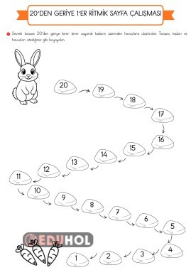 1.SINIF 20'DEN GERİYE 1'ER RİTMİK SAYMA ÇALIŞMASI