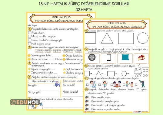 1.SINIF 32.HAFTA HAFTALIK SÜREÇ DEĞERLENDİRME SORULARI