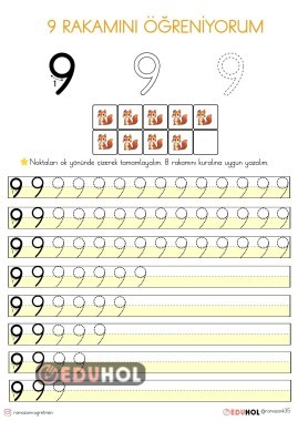 1.SINIF 9 RAKAMINI ÖĞRENİYORUM ÇALIŞMA KAĞIDI