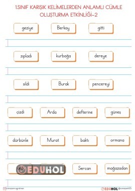 1.SINIF ANLAMLI VE KURALLI CÜMLE KURMA ETKİNLİĞİ-2- KOLAY