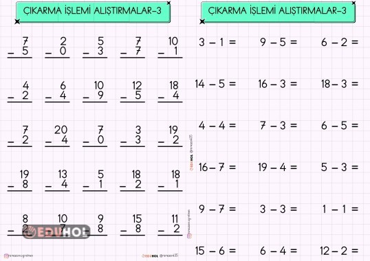 1.SINIF ÇIKARMA İŞLEMİ ALIŞTIRMALAR-3