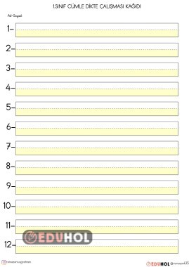 1.SINIF CÜMLE DİKTE ÇALIŞMASI KAĞIDI