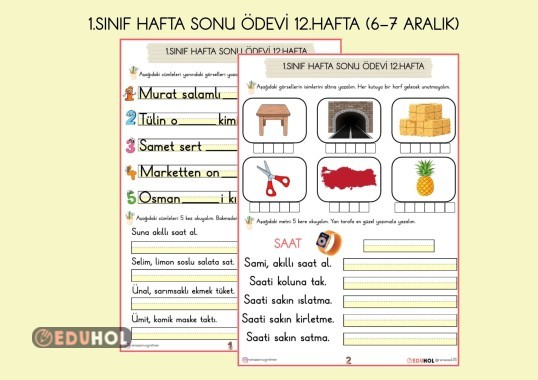 1.SINIF HAFTA SONU ÖDEVİ 12.HAFTA ( 6-7 ARALIKİÇİN)
