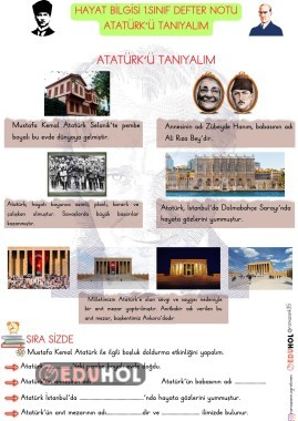 1.SINIF HAYAT BİLGİSİ ATATÜRK'Ü TANIYALIM DERS NOTU