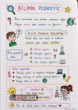 1.SINIF HAYAT BİLGİSİ BİLİMİN PEŞİNDEYİZ DEFTER NOTU