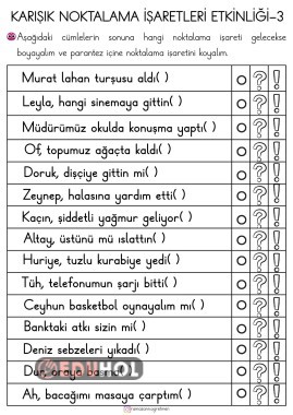1.SINIF KARIŞIK NOKTALAMA İŞARETLERİ ETKİNLİĞİ-3
