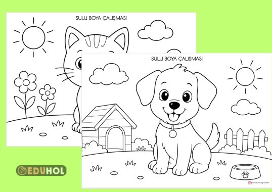1.SINIF KEDİ VE KÖPEK SULU BOYA ÇALIŞMASI
