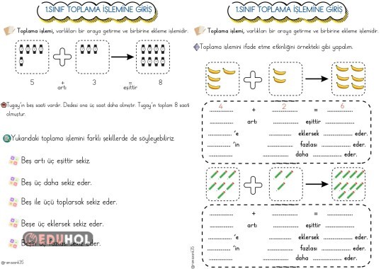 1.SINIF TOPLAMA İŞLEMENİ İFADE ETME ETKİNLİĞİ