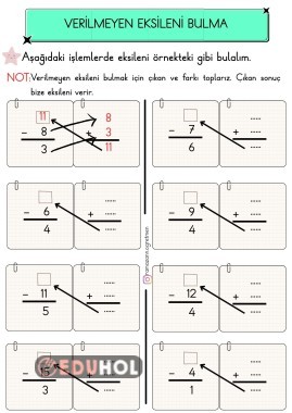 1.SINIF VERİLMEYEN EKSİLENİ BULMA