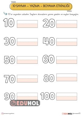 10'AR SAYMA YAZMA BOYAMA ETKİNLİĞİ