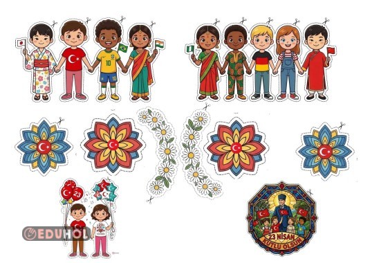 23 NİSAN İÇİN KAPI VE PENCERE SÜSLERİ