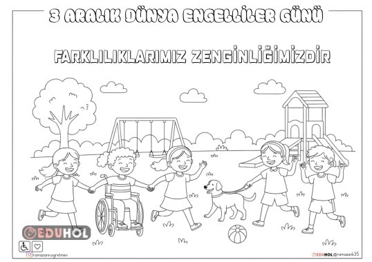 3 ARALIK DÜNYA ENGELLİLER GÜNÜ BOYAMA SAYFASI