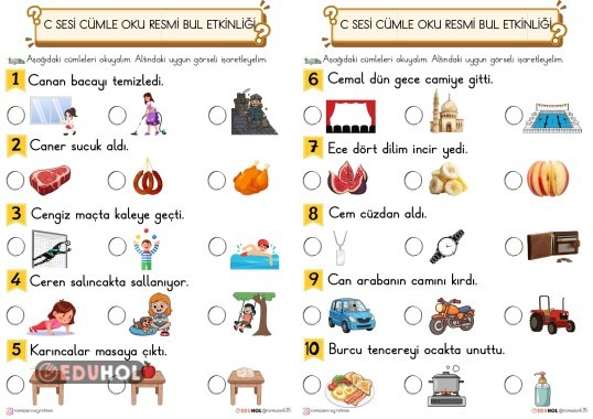 C SESİ CÜMLE OKU GÖRSELİ BUL ETKİNLİĞİ