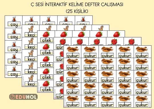 Ç SESİ KELİME GÖRSELLERİ İNTERAKTİF DEFTER ÇALIŞMASI (25 KİŞİLİK)