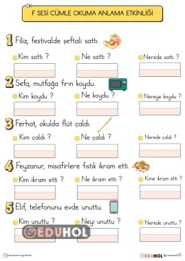 F SESİ CÜMLE OKUMA ANLAMA ETKİNLİĞİ