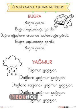 Ğ SESİ KARESEL OKUMA METİNLERİ