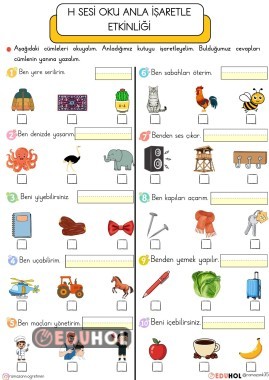 H SESİ OKU ANLA İŞARETLE DİKTE YAP ETKİNLİĞİ
