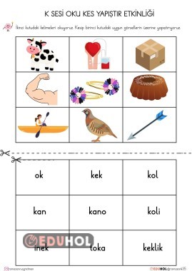 K SESİ OKU KES YAPIŞTIR ETKİNLİĞİ