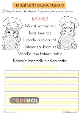 M SESİ METİN OKUMA YAZMA ÇALIŞMASI-3