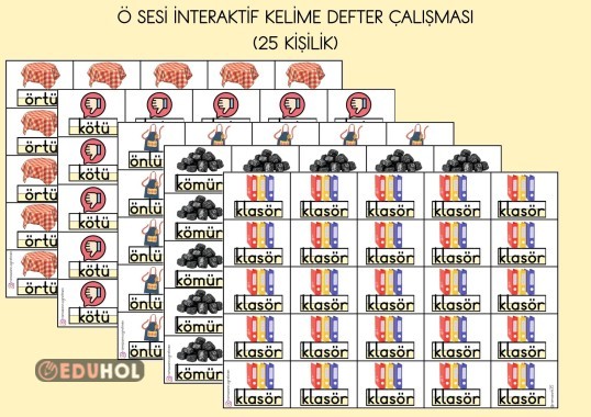 Ö SESİ KELİME GÖRSELLERİ İNTERAKTİF DEFTER ÇALIŞMASI (25 KİŞİLİK)