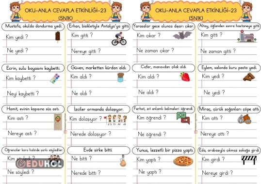 OKU-ANLA CEVAPLA (5N1K) ETKİNLİĞİ-23