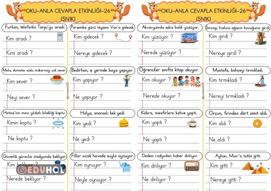 OKU-ANLA CEVAPLA (5N1K) ETKİNLİĞİ