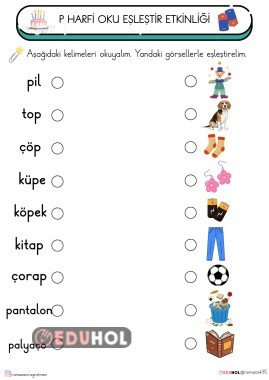 P SESİ OKU EŞLEŞTİR ETKİNLİĞİ