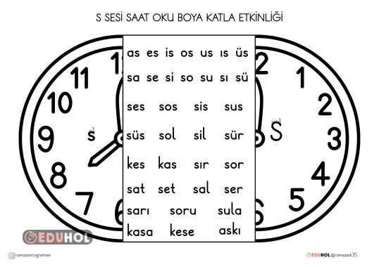 S SESİ SAAT OKU BOYA KATLA ETKİNLİĞİ