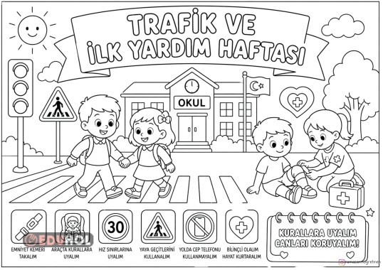 TRAFİK VE İLK YARDIM HAFTASI BOYAMASI 4 SAYFA
