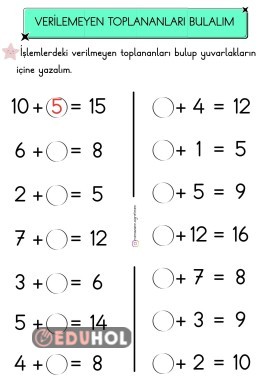 VERİLMEYEN TOPLANANI BULMA ETKİNLİĞİ