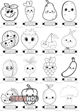 YERLİ MALI HAFTASI MEYVE VE SEBZELER 20 FARKLI BOYAMA SAYFASI