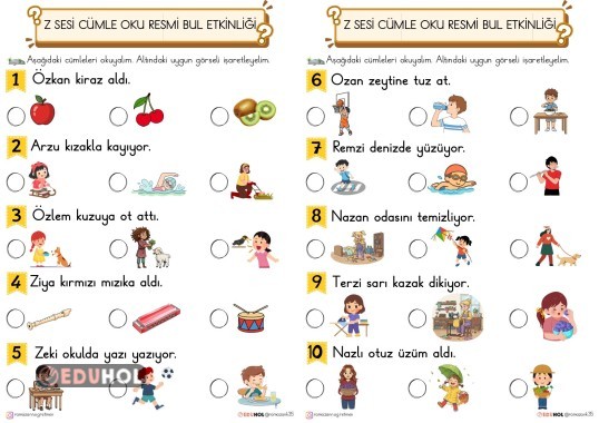 Z SESİ CÜMLE OKU GÖRSELİ BUL ETKİNLİĞİ