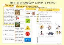 1.SINIF HAFTA SONU ÖDEVİ 32.HAFTA TÜRKÇE-MATEMATİK-HAYAT BİLGİSİ( 16-17 MAYIS İÇİN)