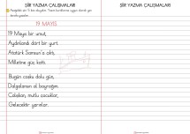 19 MAYIS ŞİİRİ OKUMA YAZMA ÇALIŞMASI