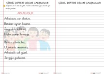 ÇİZGİLİ DEFTERE GEÇME ÇALIŞMALARI ŞİİR YAZMA- ARKADAŞLIK ŞİİRİ
