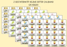 Z SESİ KELİME GÖRSELLERİ İNTERAKTİF DEFTER ÇALIŞMASI (25 KİŞİLİK)