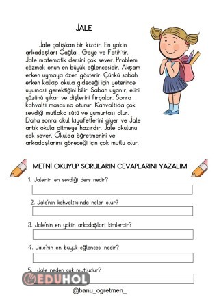 Okuma Anlama Metni · Eduhol - Etkinlik İndir Oyun Oyna Test Çöz Video İzle