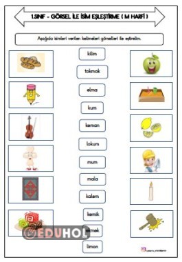 1.SINIF - M HARFİ EŞLEŞTİRME ETKİNLİĞİ
