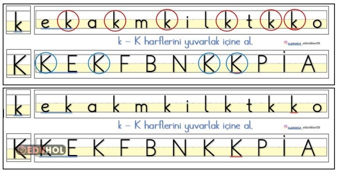 K HARF AYIRT ETME DEFTER ETKİNLİĞİ( KES YAPIŞTIR)